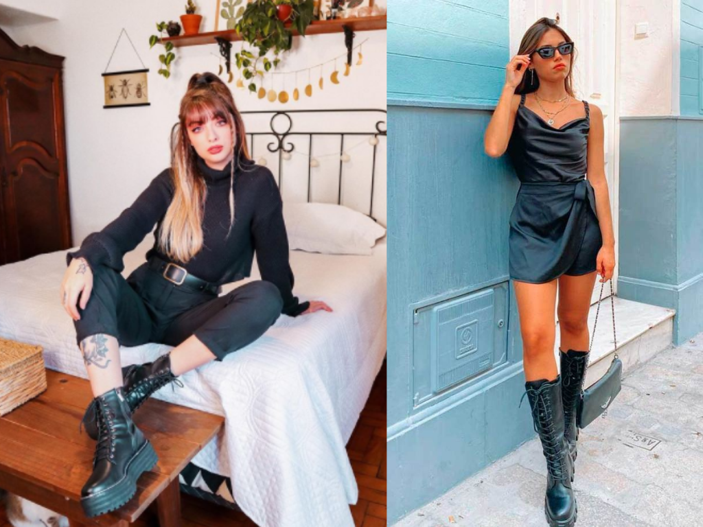 Looks all black com coturno a